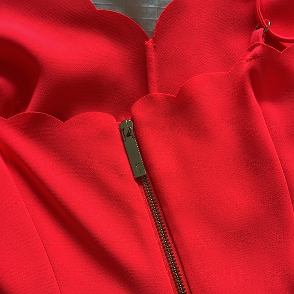 Ted Baker Simbah Scallop Asymmetric Hem Dress Mid Orange 2 (US size 8) - Picture 5 of 11